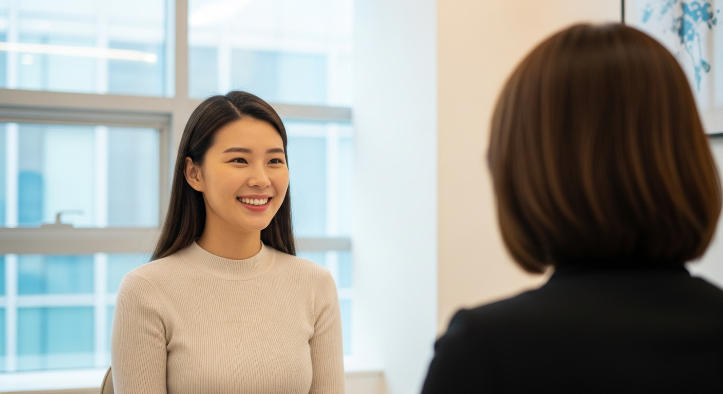 International patient showing satisfied results after square jaw surgery in Korea