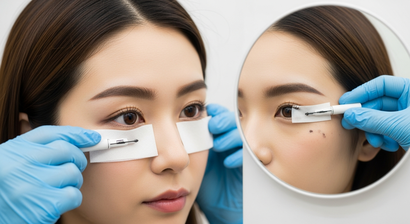 眉毛タトゥー施術後の満足した患者さん