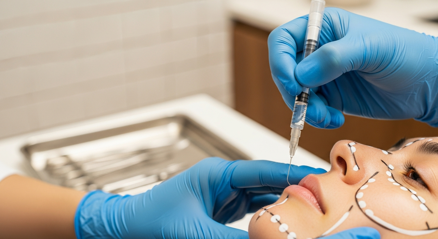 Rejuran injection technique showing precise injection points and professional medical procedure