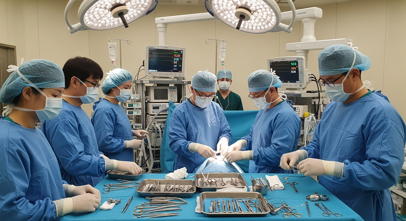 Advanced Korean plastic surgery operating room setup for SMAS facelift procedure