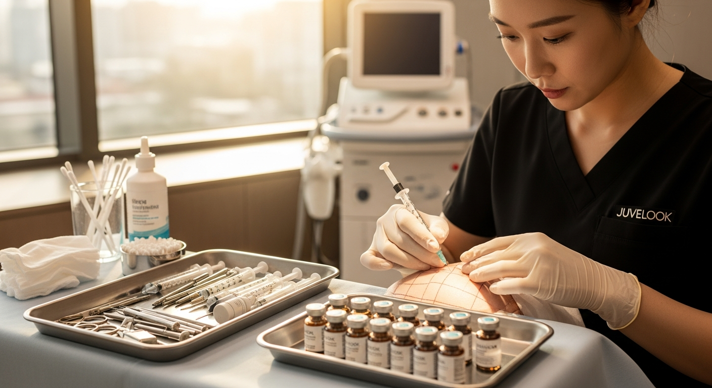 Juvelook injection procedure showing Korean precision technique